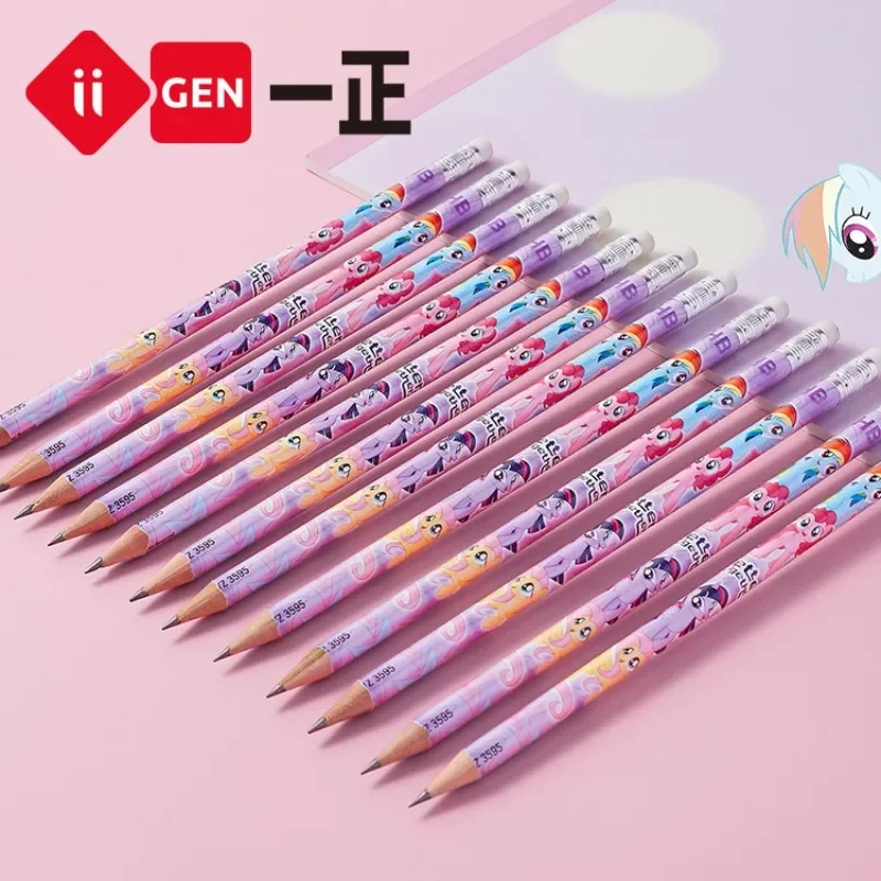 30pcs My Little Pony HB Wooden Lead Penci with Eraser Kawaii Students HB Office School Drawing Writing Children Stationery Gifts