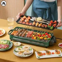 220V Household Electric Grill Indoor Smokeless Skewer Griddle Food Barbecue Baking Pan Roaster Non-Stick BBQ Roasting Oven