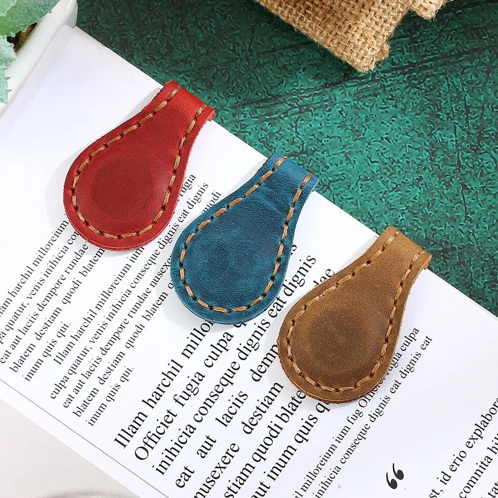 Durable Vintage Leather Magnetic Bookmark Fashion Individual Fold Bookmark Simple Design Waterproof Reading Tool Notebook