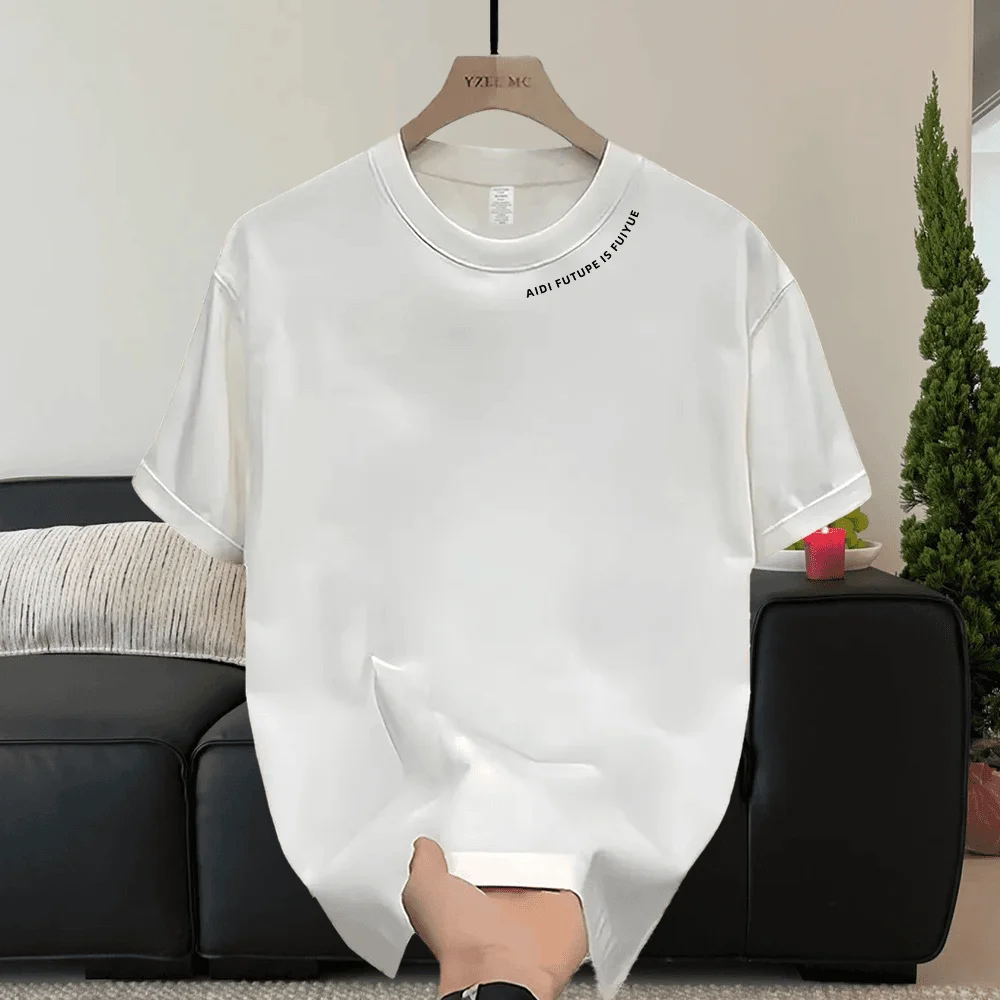 

Loose Fit ex Cotton T-irt ort Sve Letter Print Casual Top for Men And Women Summer Faion round Ne Tee