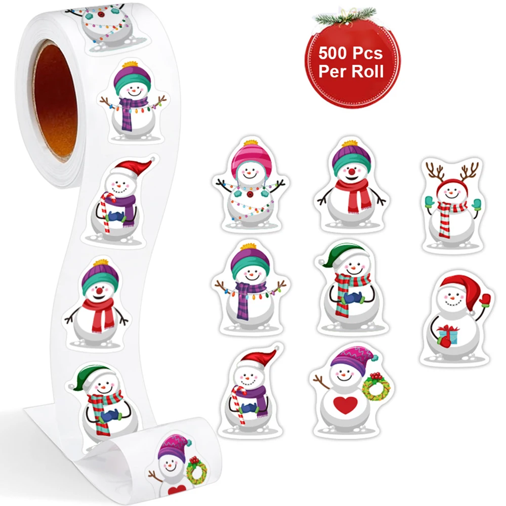 100-500szt Heterotypic Christmas Snowmans Stickers DlY Gift Holiday Christmas Party Decoration Labels Naklejki papiernicze