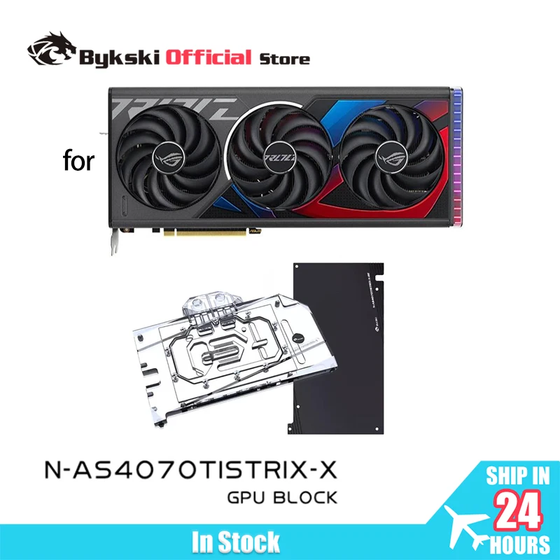 Bykski Water Block for ASUS ROG Strix GeForce RTX 4070 Ti O12G GAMING GPU Card / Copper Radiator 5V ARGB / N-AS4070TISTRIX-X
