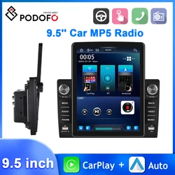 Podofo 9.5 ''schermo verticale Car Stereo Mirror Link lettore multimediale Carplay Android Auto BT ricarica rapida lettore FM 2Din MP5