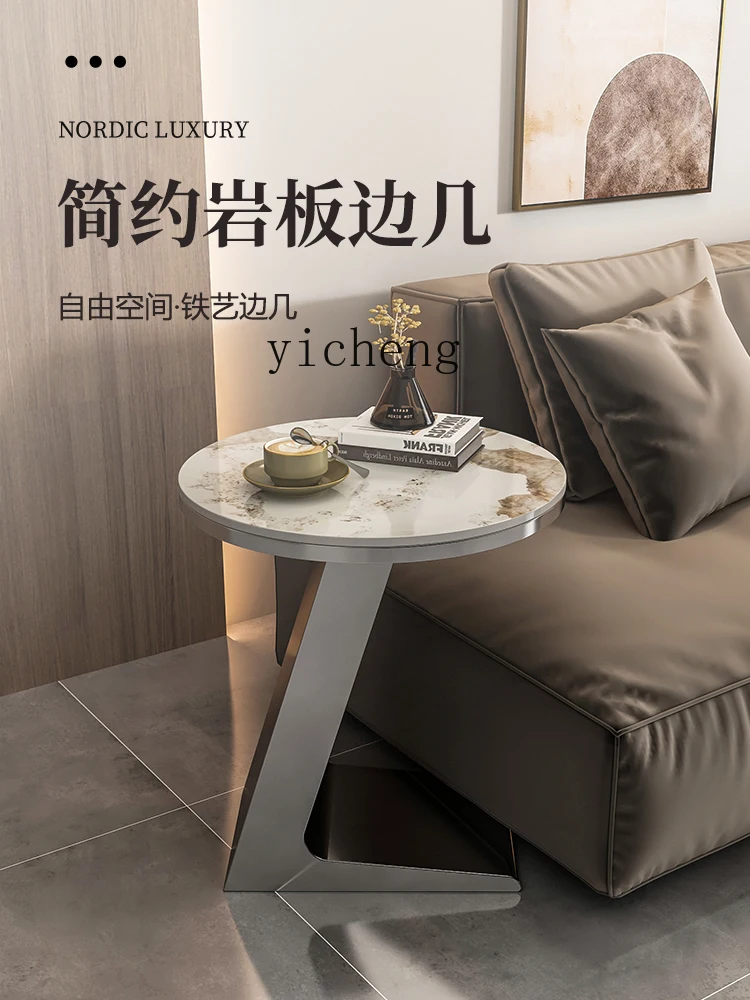 Zk Light Luxury Stone Plate Side Table Marble Living Room Sofa Corner Table Side Cabinet Tea Table