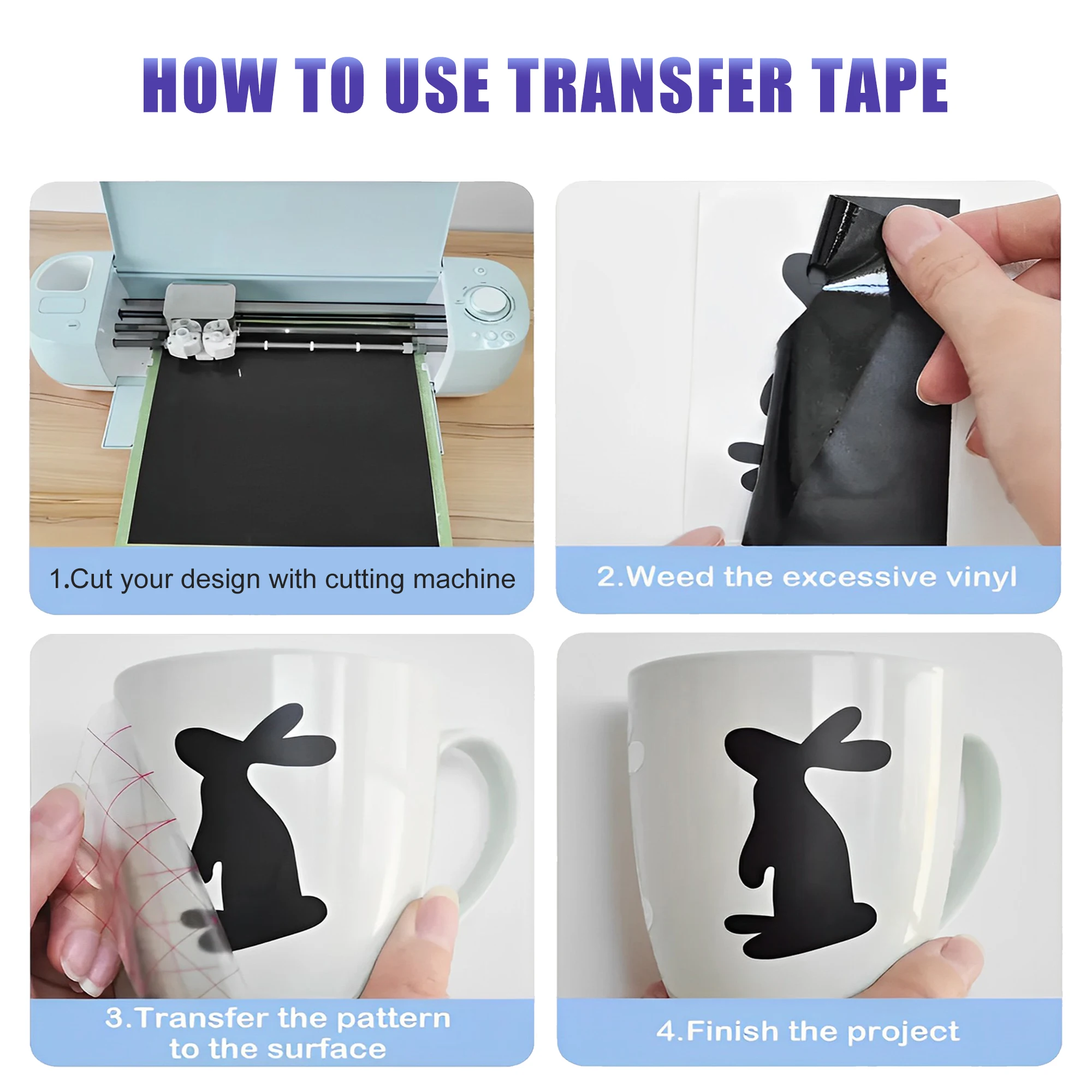 Clear Vinyl Transfer Paper Tape Roll w/Alignment Grid Application Tape for Silhouette Cameo, Adhesive Vinyl for Decals, Signs