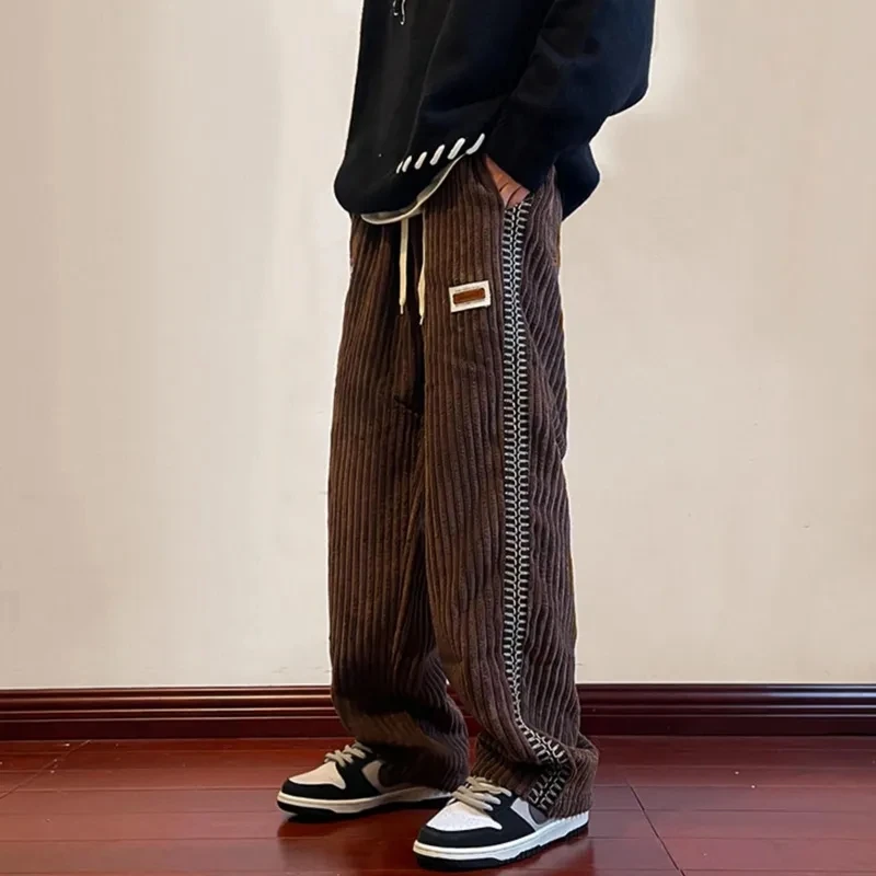 Men's Sweatpants Vintage Y2K Clothes Corduroy Harajuku Jogging Casual Trousers Wide Leg Pants Streetwear Oversized Female