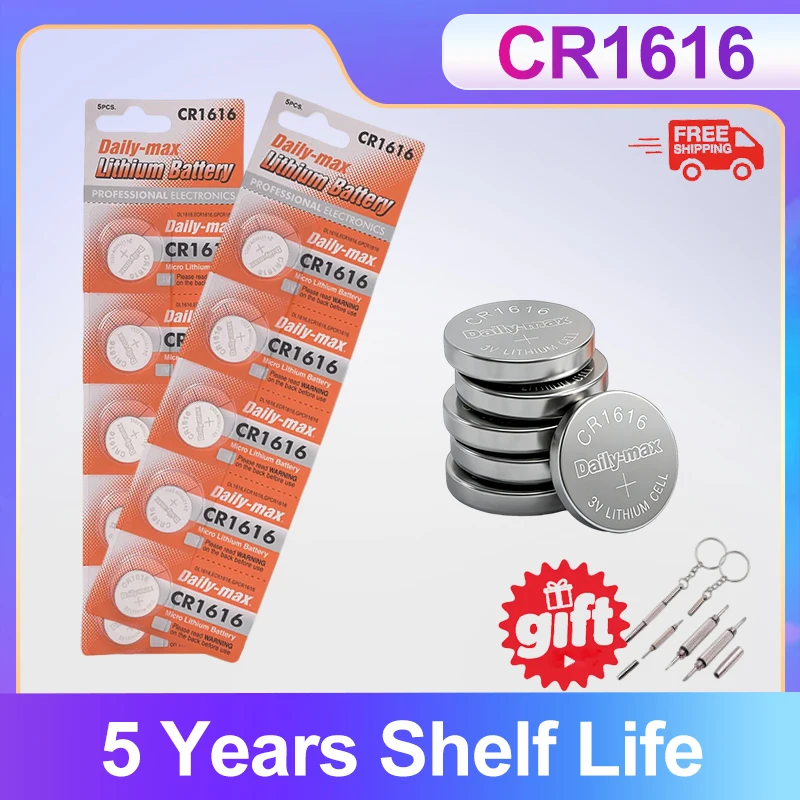 

CR1616 3V 60mAh Button Battery DL1616 BR1616 5021LC LM1616 Lithium Coin Cell For Remote Control Watch