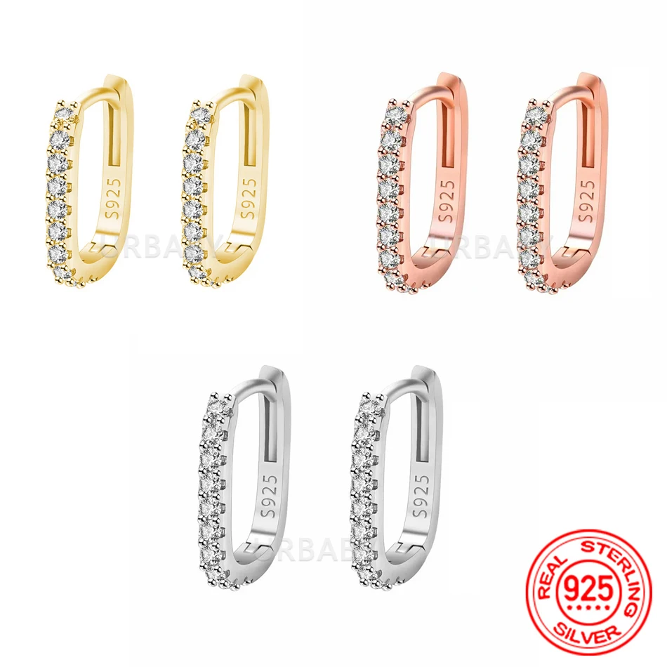 

High-quality 925 Sterling Silver Crystal Fashion Circle Hoop Earrings for Woman Wedding Party Gift Street Versatile Jewelry