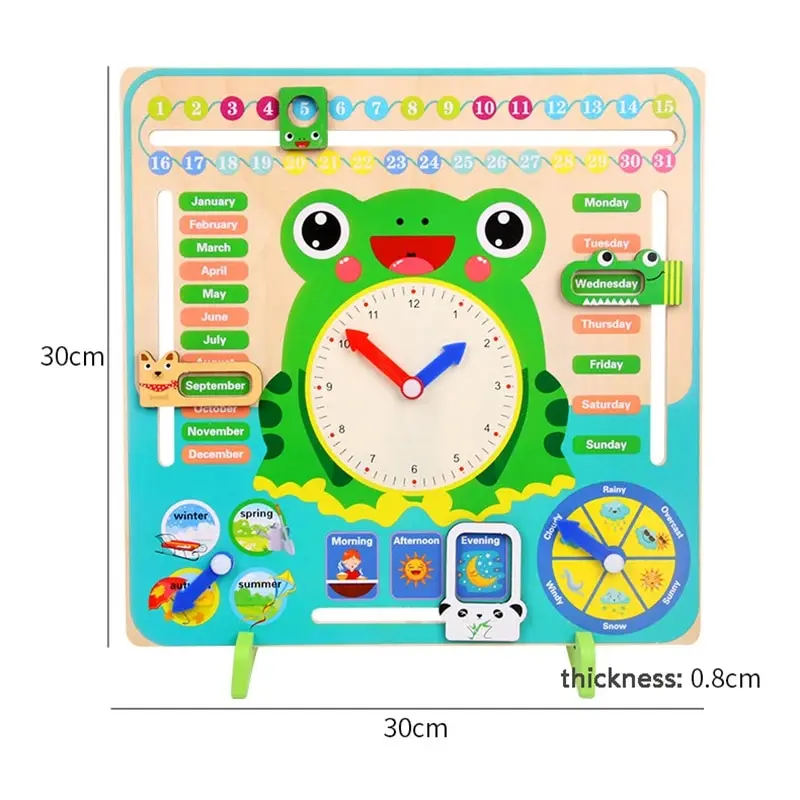 Kids Wooden Montessori Toys Weather Season Calendar Clock Time Cognition Preschool English Education Teaching Toys For Kids Gift