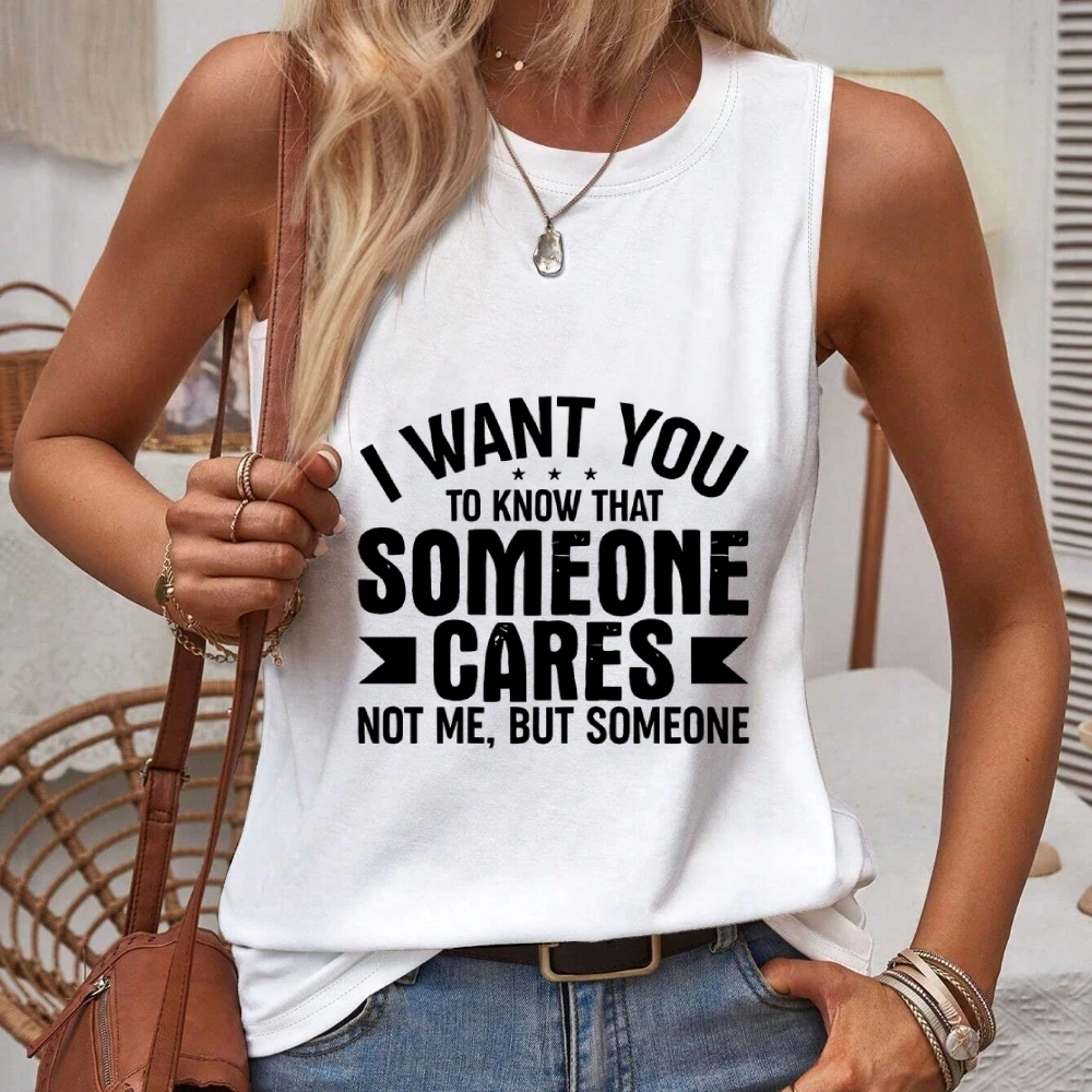 

Women's Clothing New Graphic Print Tank Top Sleeveless Casual Loose Top For Summer & Spring Street Daily Tops Clothes Outfits