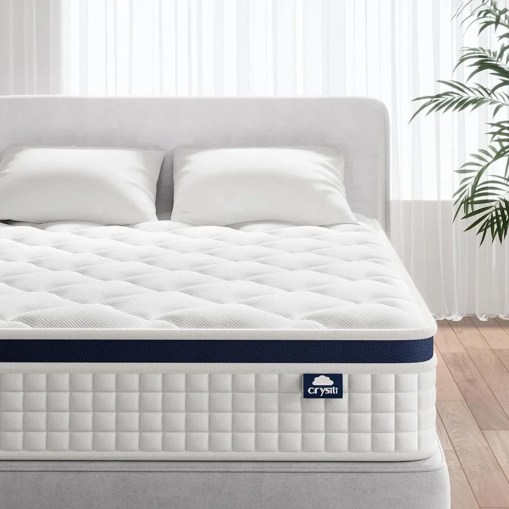 Crystli Full Size Mattress Bed in A Box, 10 Inch Hybrid Mattress with Zero Pressure Foam, Innerspring Mattress for Pressure