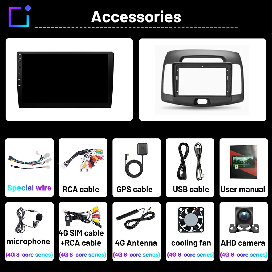 2Din Car Radio Android 13 Multimedia Player GPS Navigation Stereo Carplay Bluetooth Autoradio For Hyundai Elantra 4 2006-2012