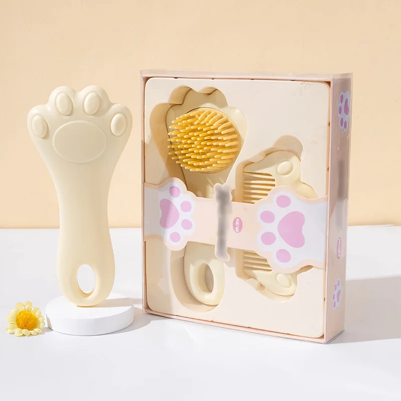 Juego de cepillos para lavar el cabello de bebé en forma de garra de gato (2 piezas) - Peine para masaje del cuero cabelludo con cerdas suaves, suave para recién nacidos y niños, cabello liso.