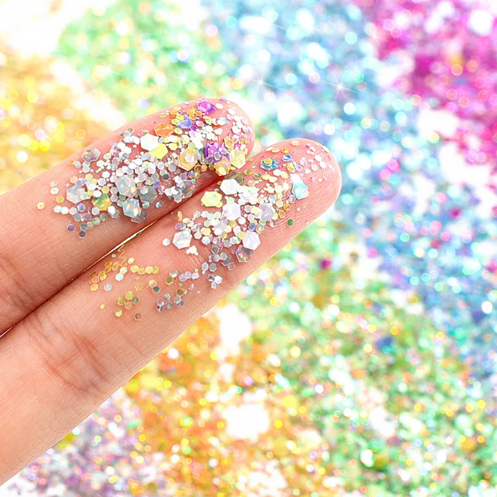 New 10g/Bag 3D Cat Eyes Opal Glitter Bulk Chunky Mixes Fish scale Glitter Face Body Hair Nail Art Craft Nail Accessories