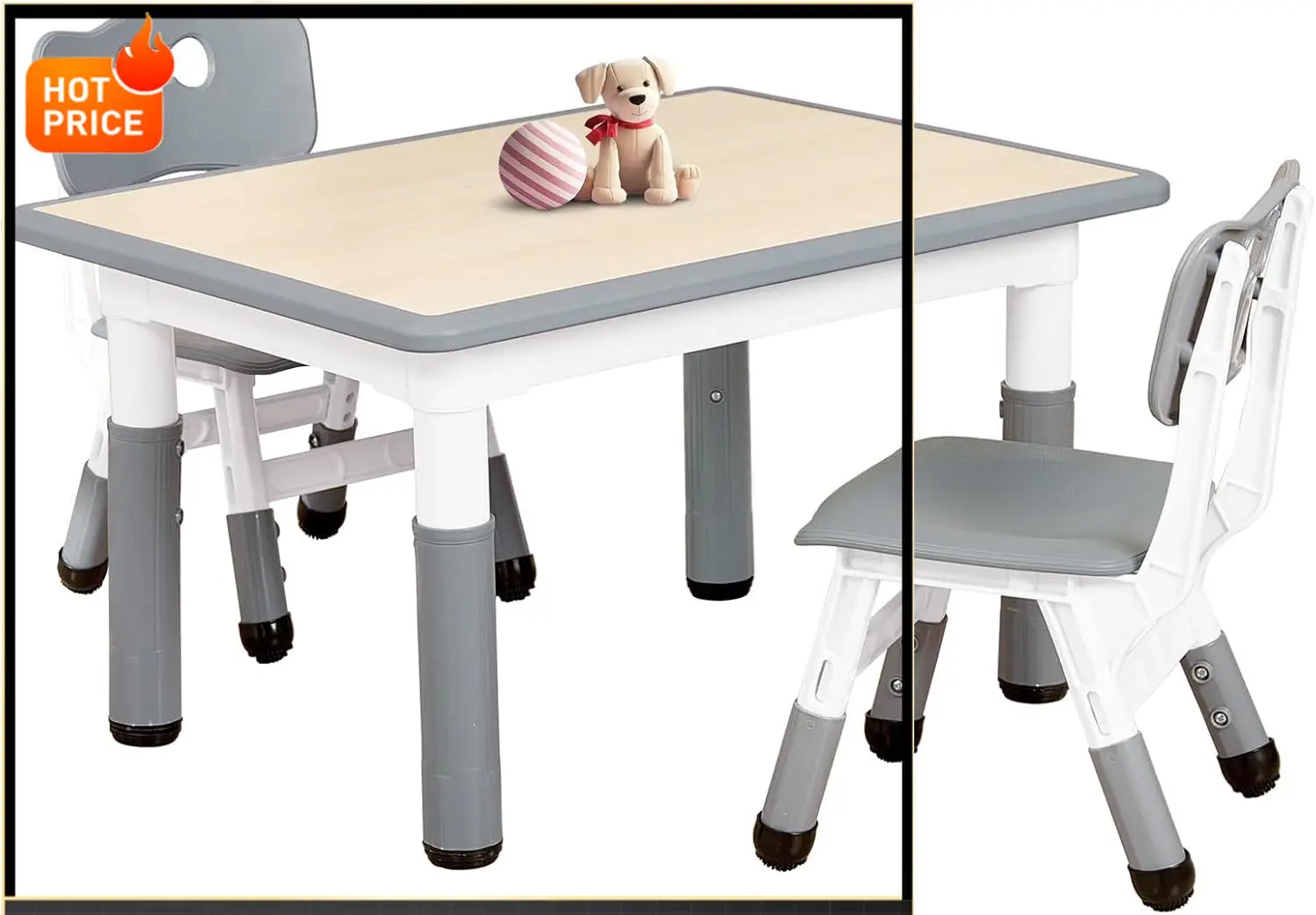 

BestsellerBestsellerKids Table and 2 Chairs Set for Ages 3-8, Height Adjustable Toddler Table and Chair Set, Easy to Wipe Arts &