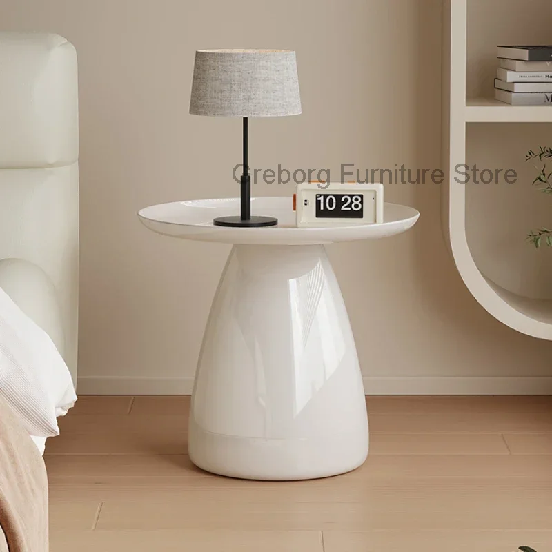 

Coffee White Bedside Table Nightstand Nordic Mini Plastic Bedside Table Nightstand Round Tea Muebles Bedroom Furniture YY50BC