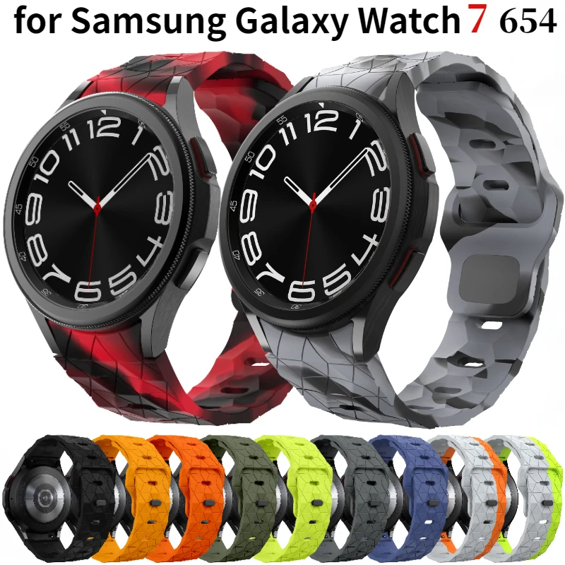 Silicone Strap For Samsung Galaxy Watch 7 6 5 4 40mm 44mm Football Pattern Bracelet Wristband For Watch 6 Classic 47mm 46mm Band