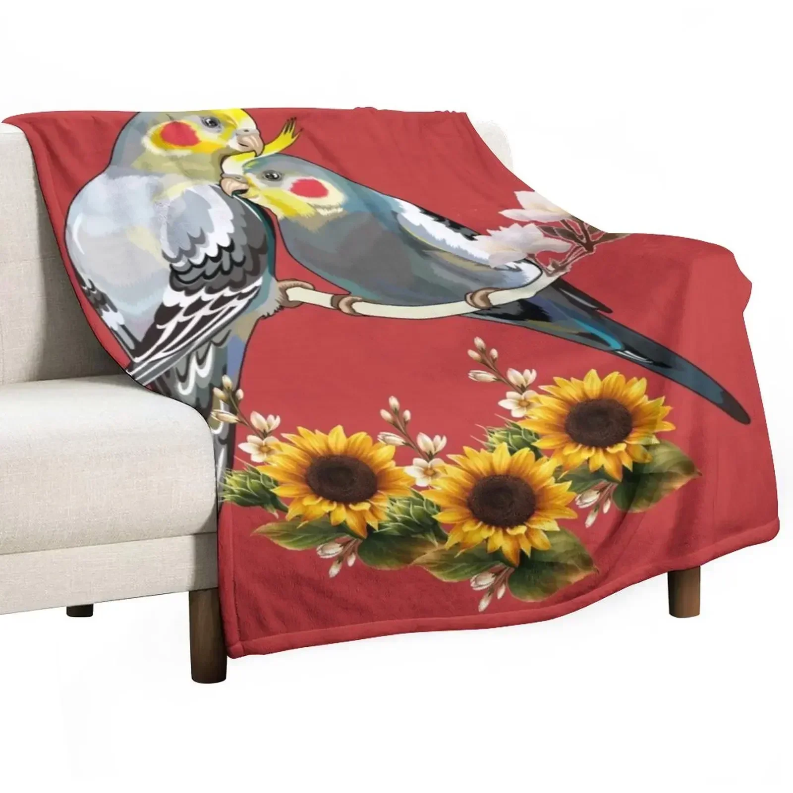 New Cockatiel parrot has a gray body Throw Blanket Luxury Thicken Hairy Baby Decorative Sofa Sofa Quilt sofa bed Blankets