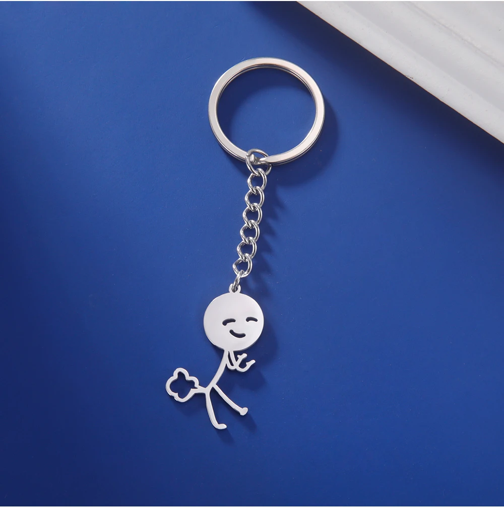 Cooltime Lustige Parodie Furz Stickman Anhänger Schlüsselanhänger Edelstahl Hiphop Schlüsselanhänger für Männer Frauen Schmuck Geschenk Neu In – Detail 10