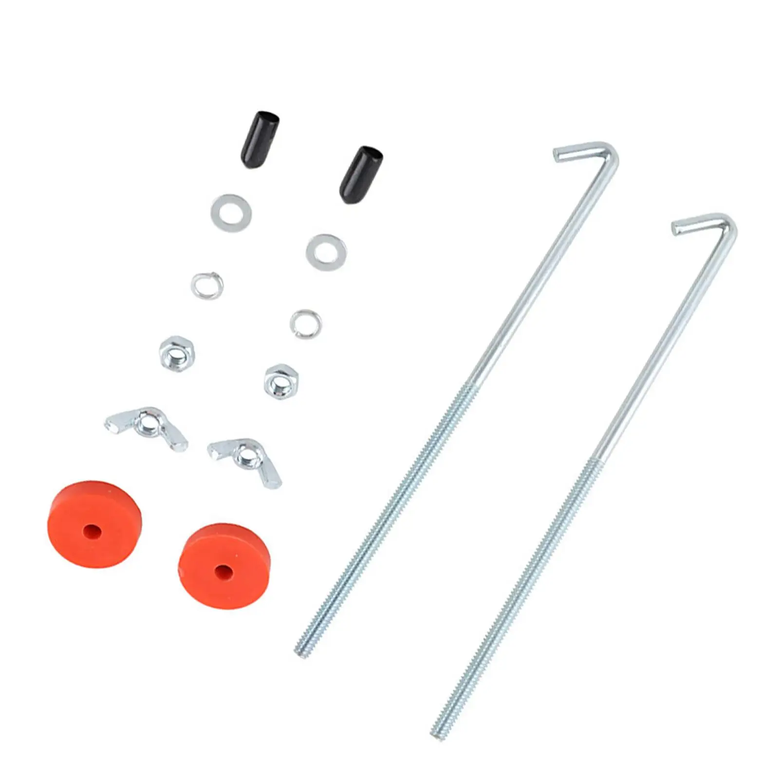 Battery Tray Hold Down Bolt Kit Universal J Hook Steel Bracket Rods Nuts Washers for Car Truck SUV Battery Mounting