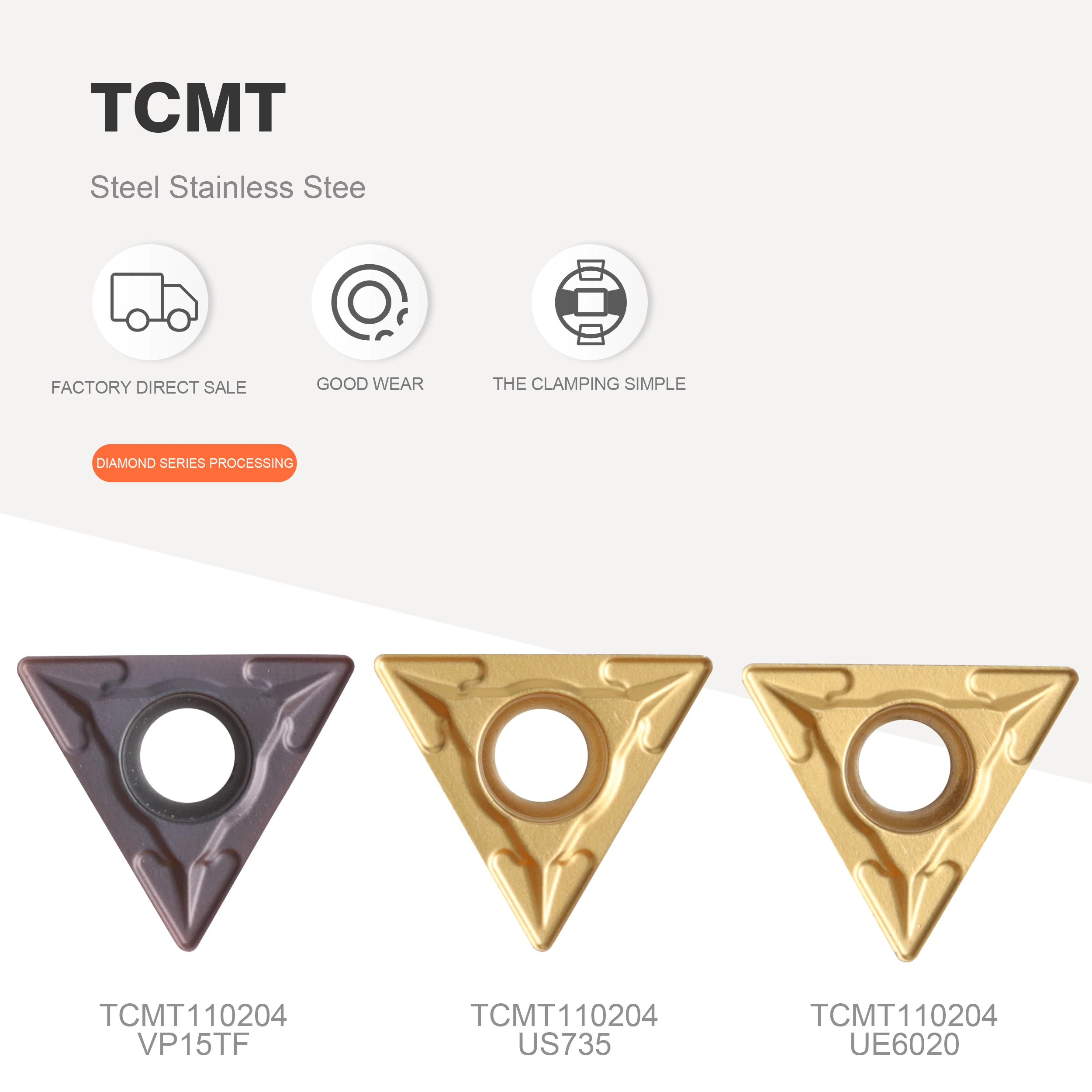 

TCMT110204 VP15TF UE6020 US735 Carbide blade metal turning tool CNC turning tool TCMT110204 lathe tool turning tool