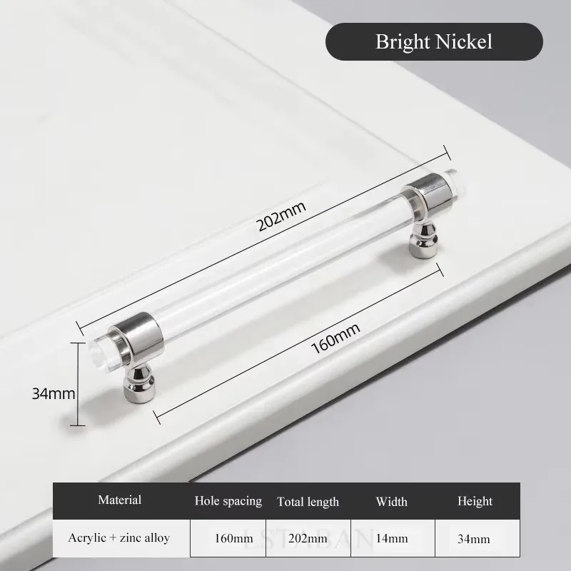 150 pcs 160 MM Hole Spacing Modern Transparent Acrylic Drawer Knobs Minimalism T bar Handle