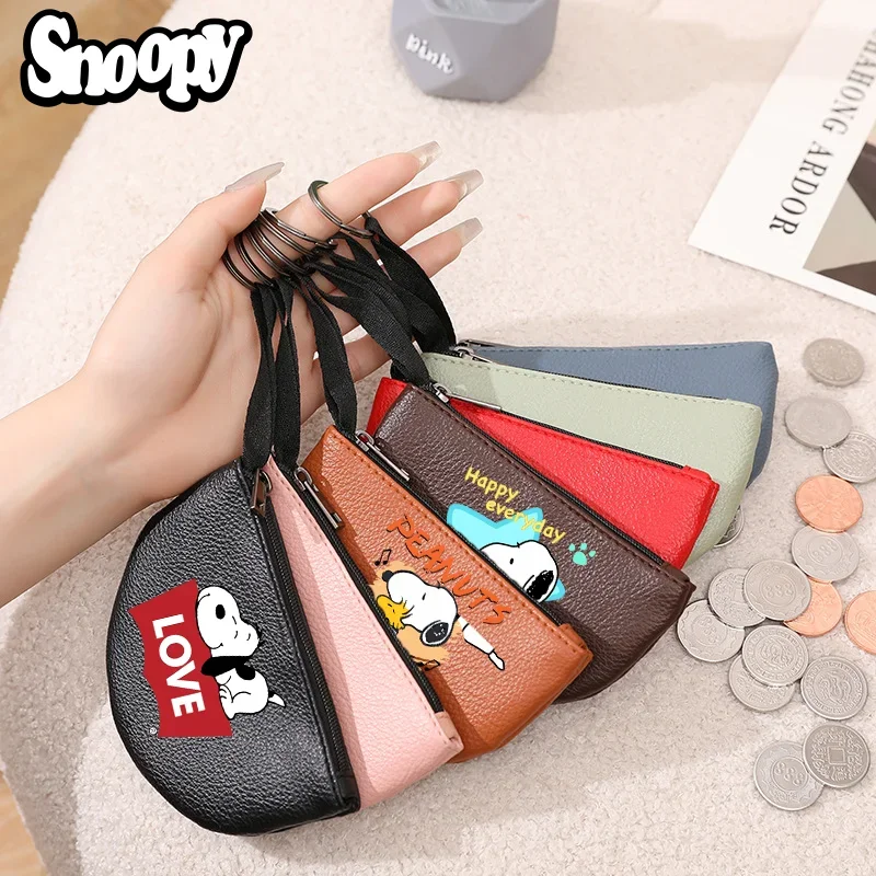 Snoopy Coin Purse PU Leather Zipper Peanuts Wallet Semicircular Storage Bag Women Girls Fashion Card Holder Keys Storage Pouch