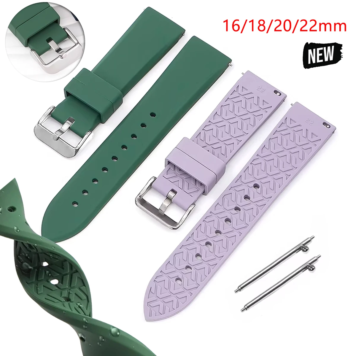 High Quality for Samsung Galaxy for Huawei Watch Straps Belt Silicone Band 16/18/20/22mm Soft Quick Release Universal Watch Band