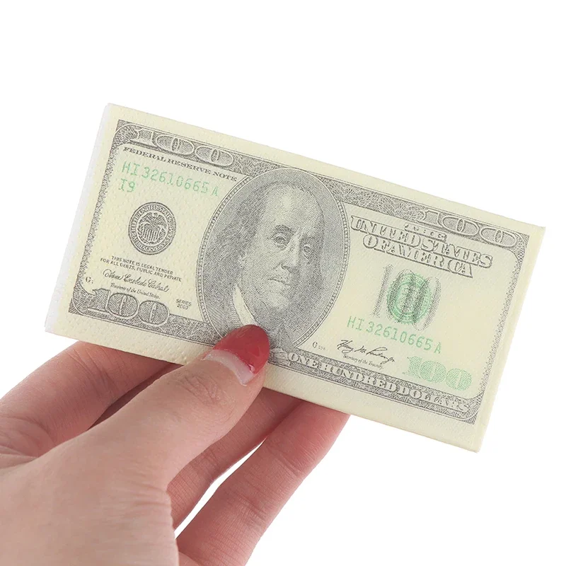 9 шт./компл. креативные забавные бумажные салфетки с принтом «100 долларов» из искусственных денег, толстые туалетные салфетки, принадлежности для вечеринок Салфетки Бумажные