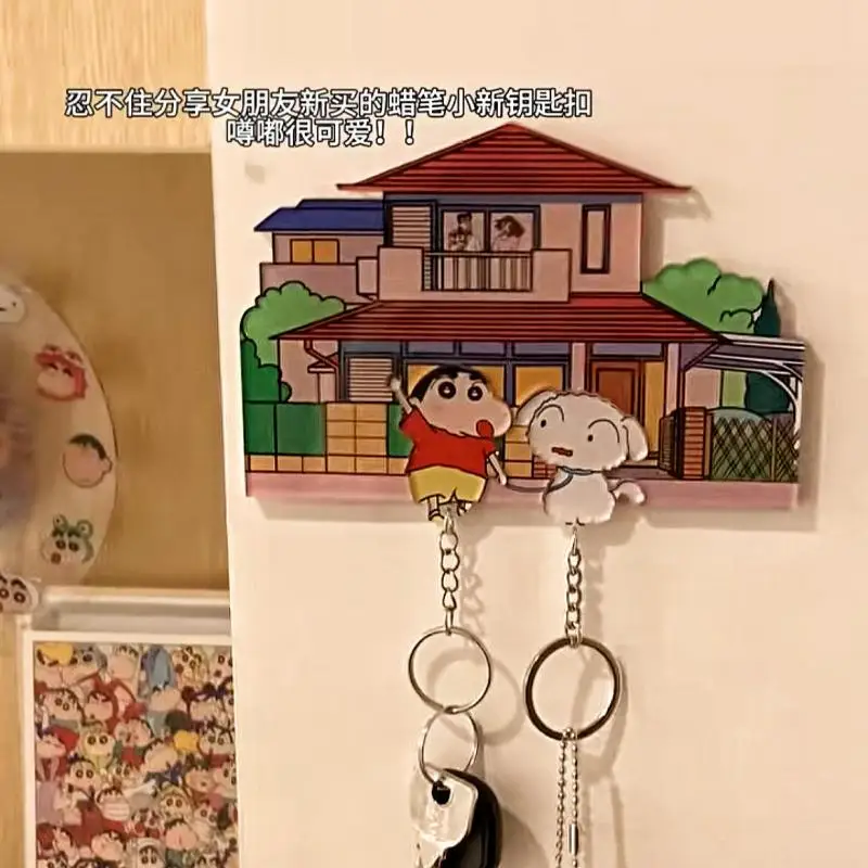 Kawaii Crayon Shin Chan Acrylic Couple Keychain Anime Cartoon Doll Creative Refrigerator Magnet Bag Pendant Decoration Gift