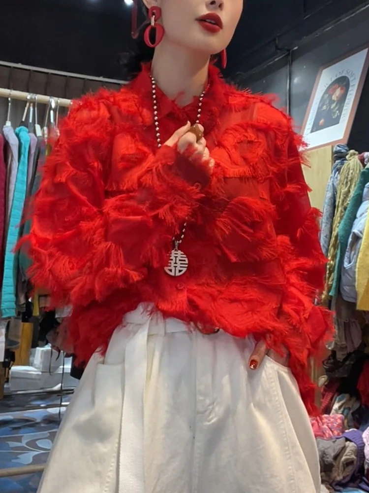 

Ele Feather Knit Sweater Luxury mat New Year Spring Faionable Agel Premium Camere Ne Long Sve Top