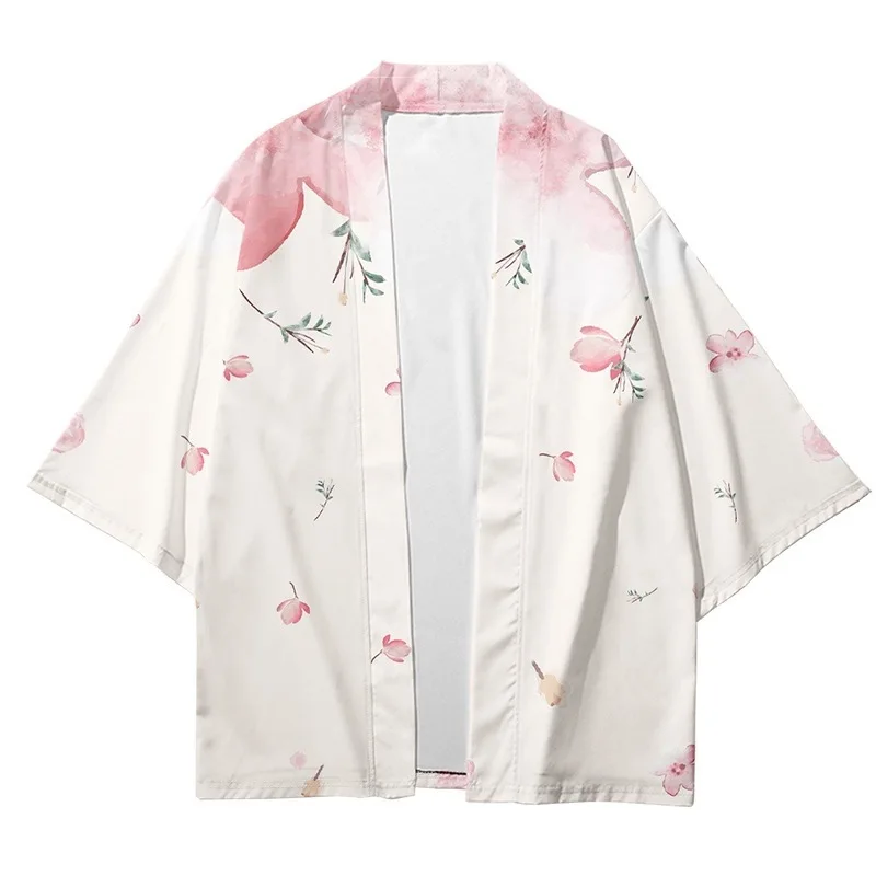 Japanese Streetwear Cardigan Women Men Harajuku Haori Kimono Cosplay Top Shirts Beach Yukata Tao Robe mens kimono