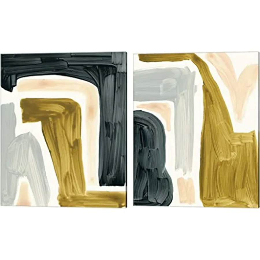 

Картины с текстурой «Brushy Shapes» от Виктории Барнес, набор из 2 картин на холсте, 8 x 10 дюймов каждый, абстрактное искусство в современных серых и белых тонах с выразительной текстурой