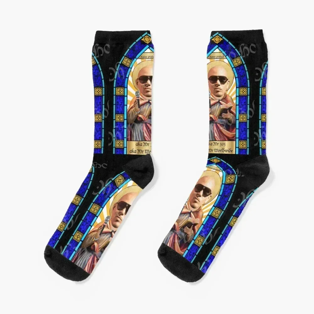 

Saint Pitbull Mr Worldwide 305 Socks Running aesthetic christmass gift warm winter Ladies Socks Men's