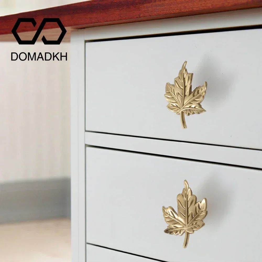 

Maple Leaf Brass Cabinet Knobs Gold Palm Leaf Drawer Pulls Home Decor Dresser Knobs Ginkgo Leaf Closet Door Handles Unique Pulls