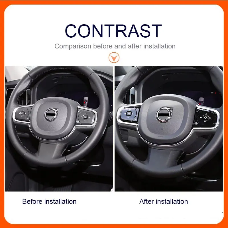 For Volvo S90 XC60 V90 S60 XC90 v90 v60 steering wheel trim sequin frame button interior trim supplies Decorative car stickers