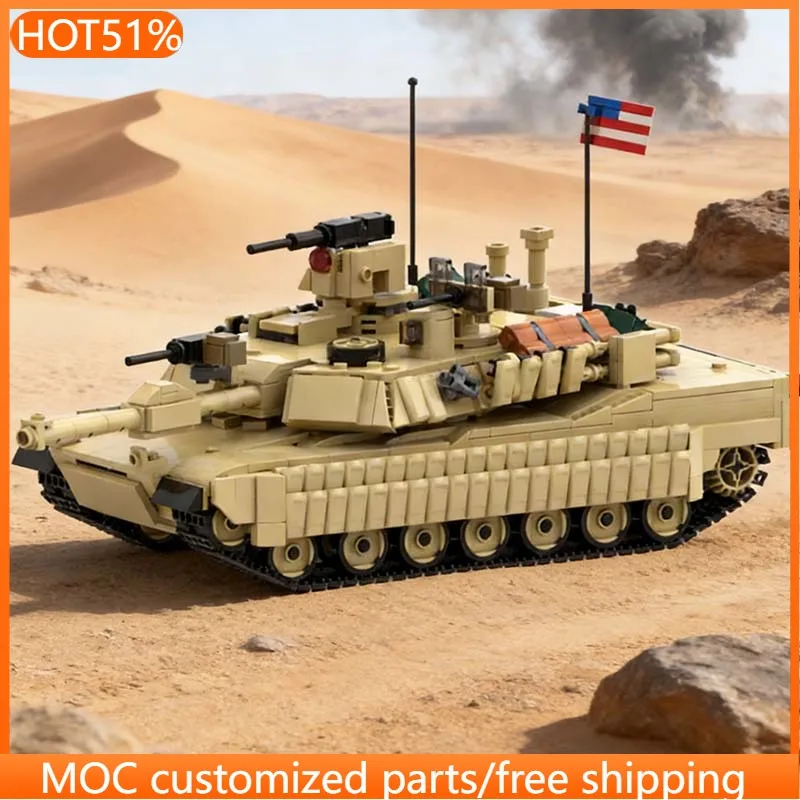 

1198 PCS Military Tank Model M1A2 SEPV3 MBT 1/35 Scale MOC Customize Modular Building Block Creative DIY Boys Festival Toy Gift