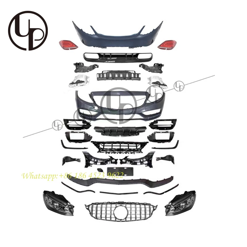 

STLFC Class W205 Old to New Body Kit for C200 C300 C250 C63 Upgrade to 2019y New Facelift Conversion 2019 C63 Bumper Diffuser