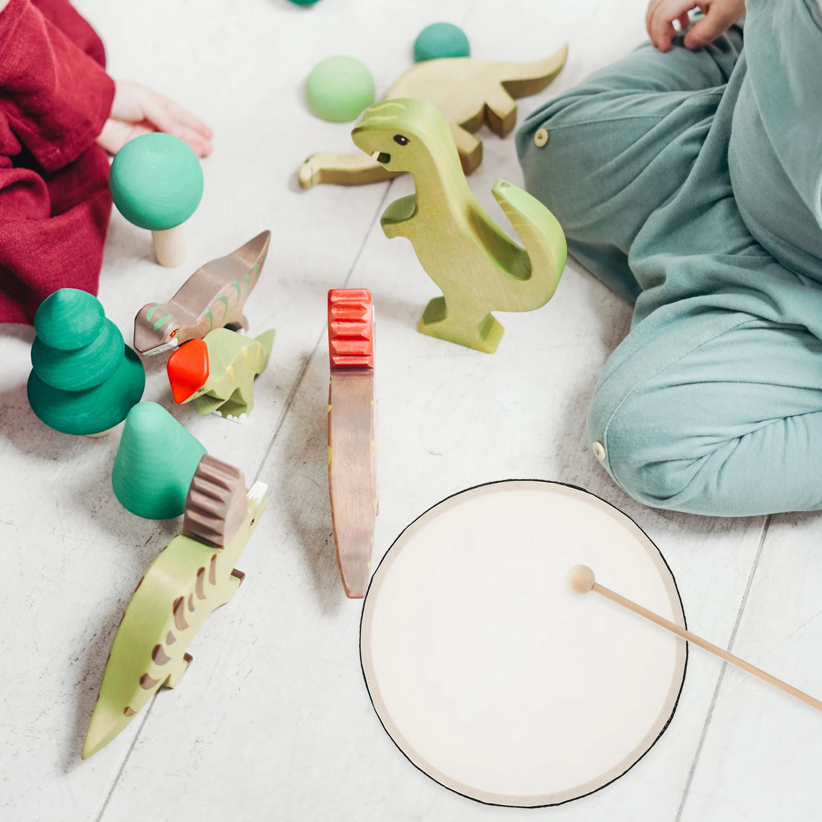 

1Set Hand Drum Instrument Wooden Kids Educational Percussion Drum for Toddler Music Exploration Development Rhythm Learning