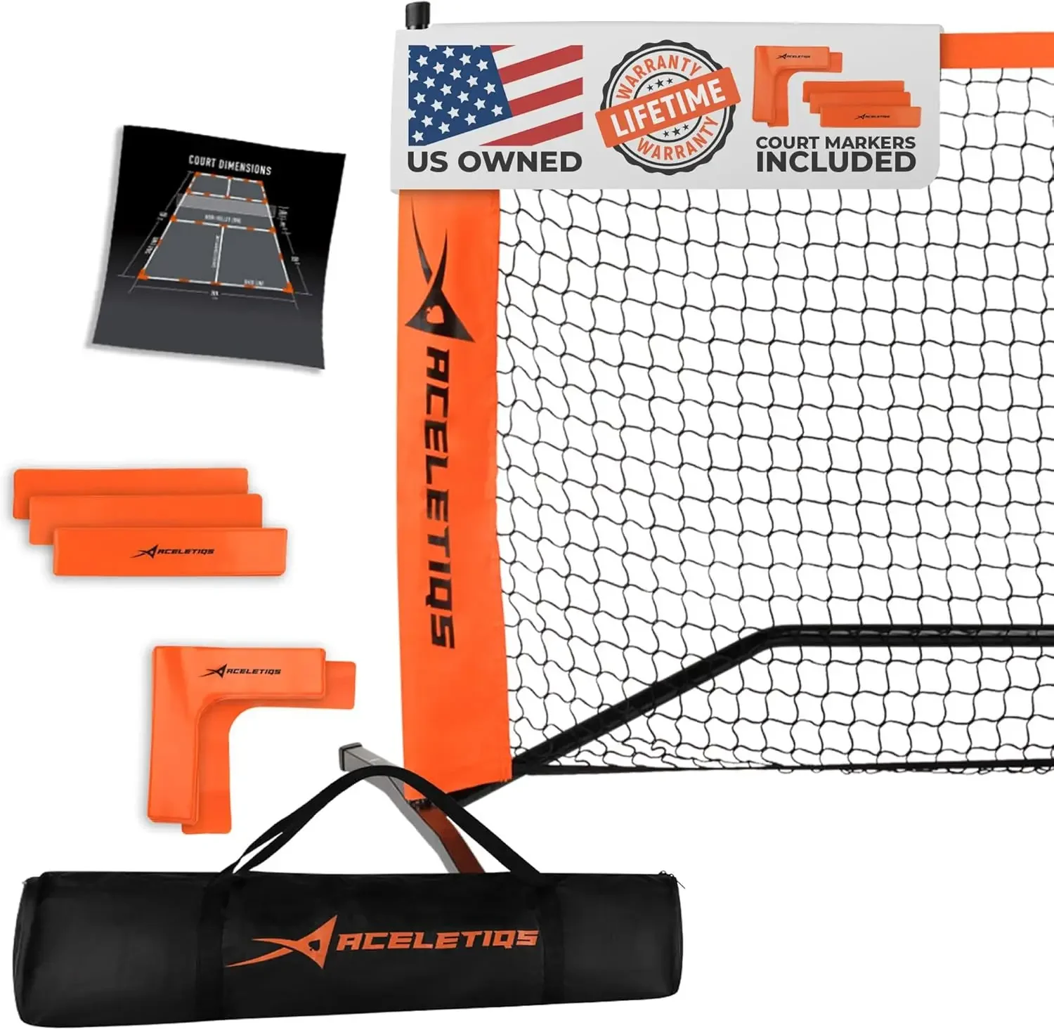 Pickleball Net System para interior e exterior, longa e completa gama, inclui piso, tamanho do regulamento, 22 pés