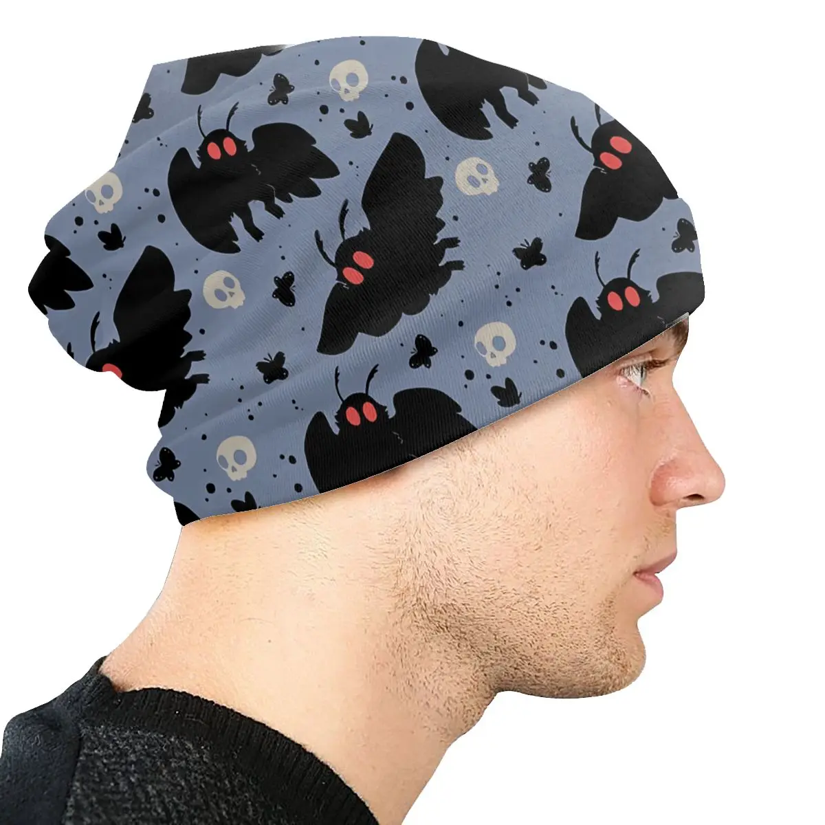 Mottenman Daglicht Blauw Herfst Vrouwelijke Dunne Mutsen Winddichte Unisex Skullies Motorkap Hoeden