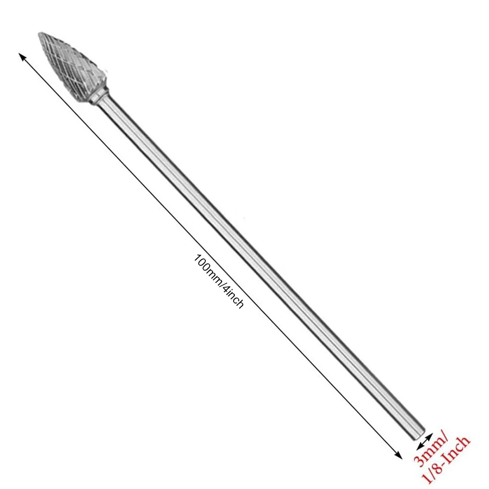 Longo Duplo Corte Tungstênio Carbide Rotary Burrs Set, Shank Twist Broca para Ferramentas Rotativas, 1/8 ", 3mm, 4", 10 Pcs