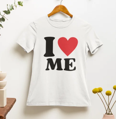 I Love Me camiseta personalizada, camiseta estándar, blanco