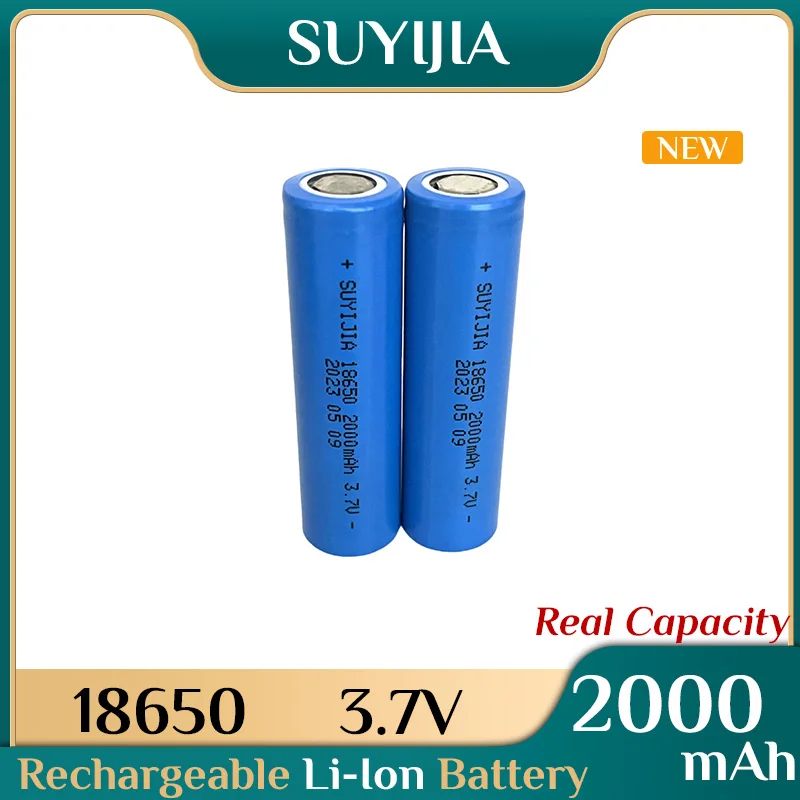 SUYIJIA 18650 3.7V 2000mAh Rechargeable Li-ion Battery True Capacity for Flashlight Headlight Mobile Medical Equipment Batteries