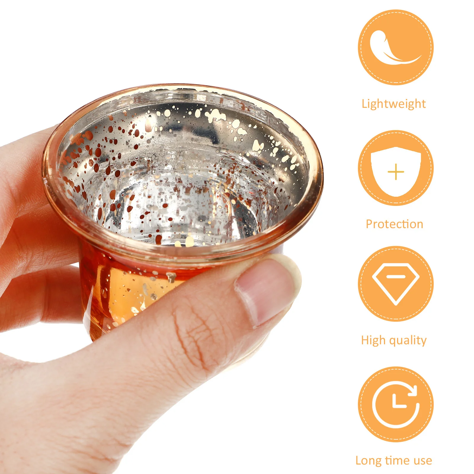 

6Pcs Golden Speckle Glass Holder Premium Transparent Cup for Desktop Decor Romantic Table Adornment