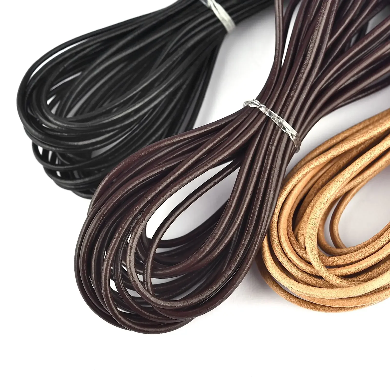5 Meters DIY Retro Genuine Leather Cord 1-3mm Circle Strand Cowhide Cord Fit Necklace Bracelets DIY Jewelry Making Accessories