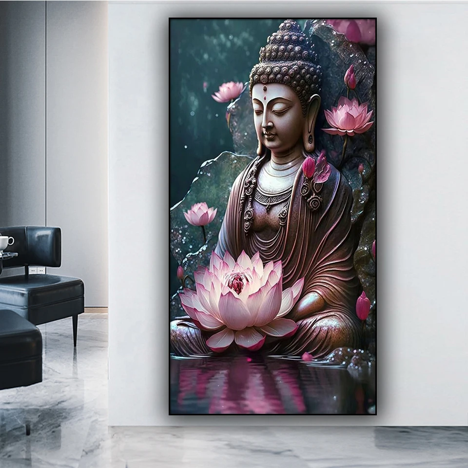 lotus buddha diamond painting Full Square Round Diy Diamond mosaic Jewelry cross stitch Kits art religious icon Home decoration