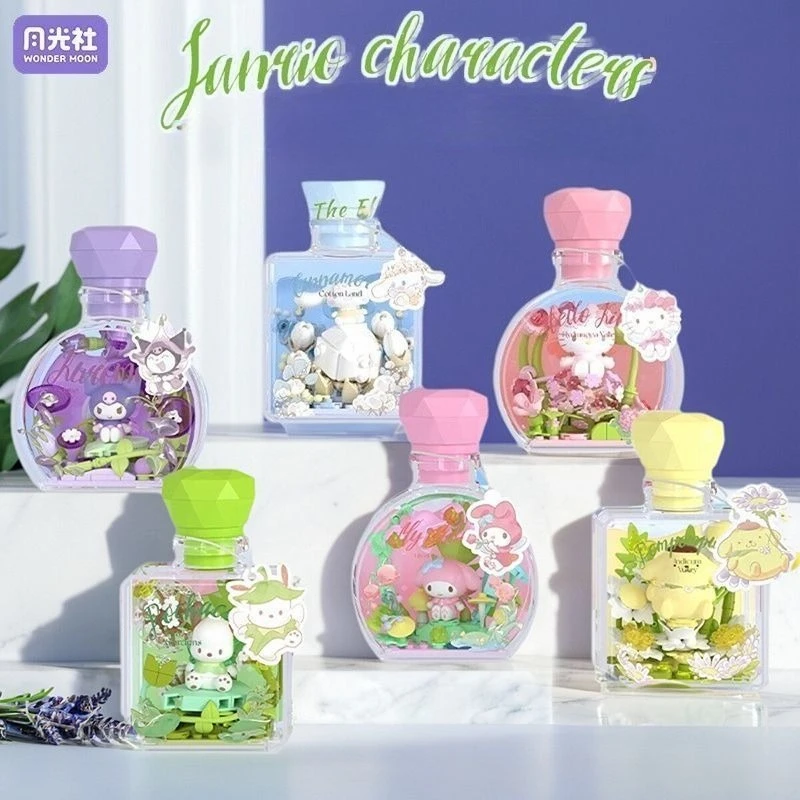 

Оригинальный новый флакон духов Sanrio в сборе, строительный блок, головоломка, украшение, украшение, строительный блок, слепая коробка, милый подарок для девочки