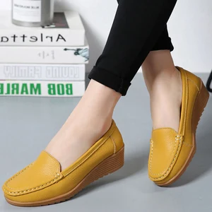 Soft leather shoes with heels for women, blacks blacks, casual moccasins, female shoes for apartments 10 Main Sales Mocassim Female Elegant - №10