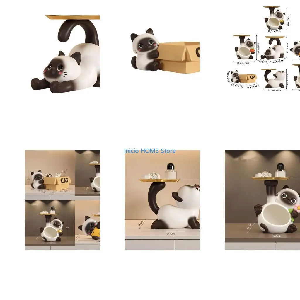 A5YD Unique Siamese Cats Sculpture Home Decoration Organizers for Practical Management and Stylish Gift Purpose